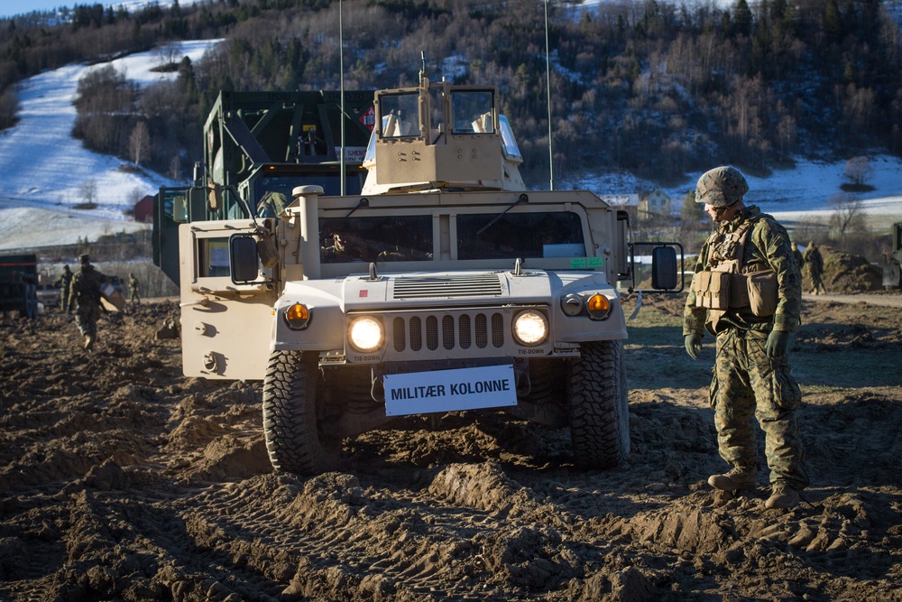 Combat Logistics Battalion 2 Marines Prepare Trucks for a Convoy