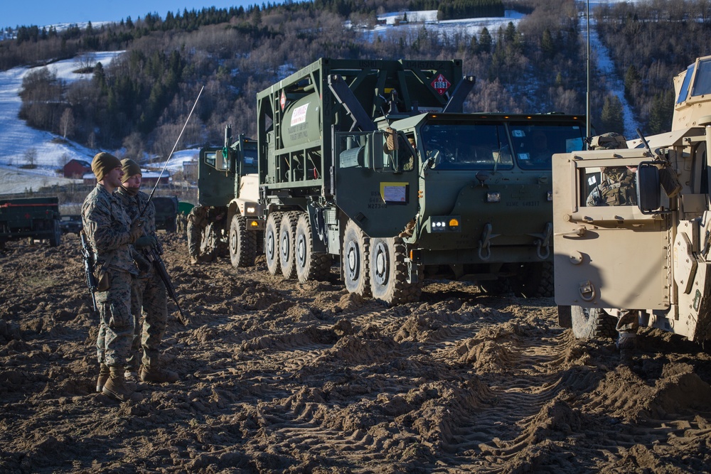 Combat Logistics Battalion 2 Marines Prepare Trucks for a Convoy