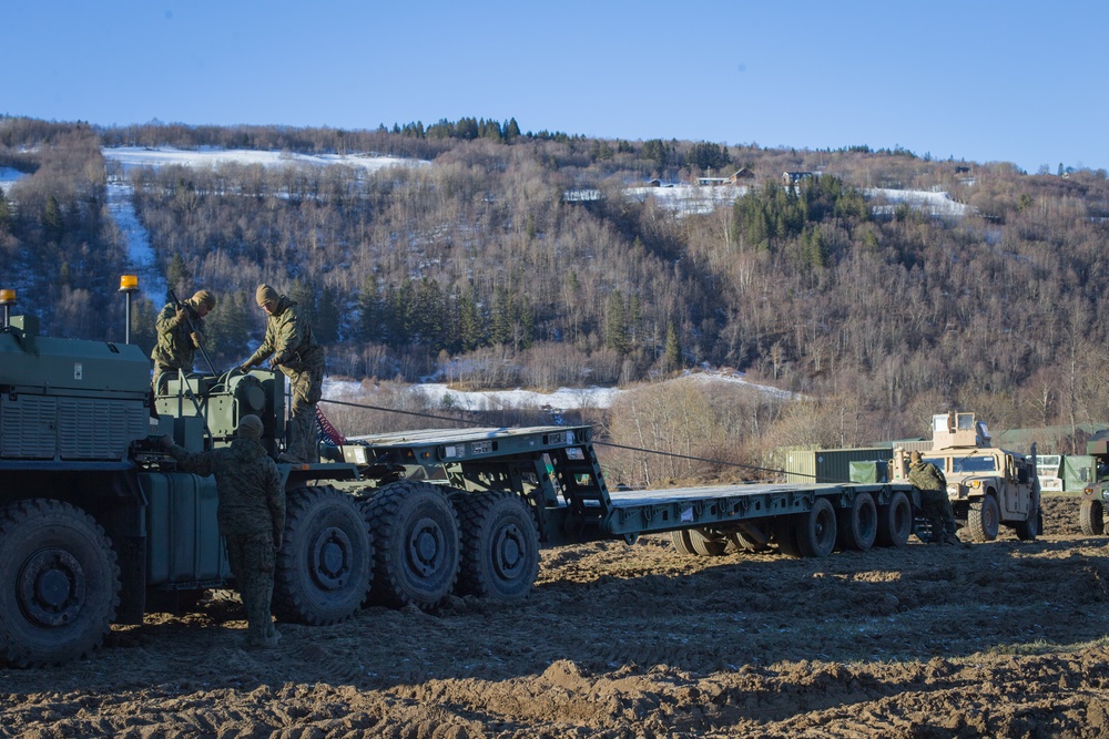 Combat Logistics Battalion 2 Marines Prepare Trucks for a Convoy