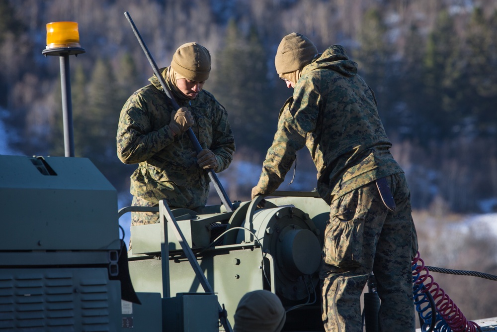 Combat Logistics Battalion 2 Marines Prepare Trucks for a Convoy