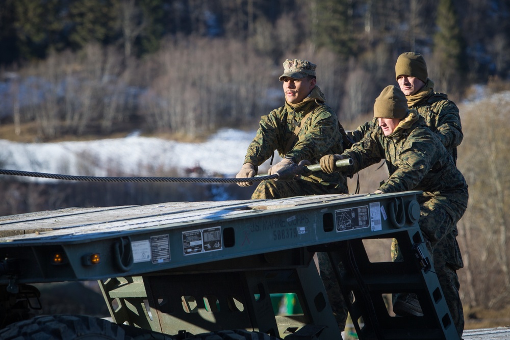 Combat Logistics Battalion 2 Marines Prepare Trucks for a Convoy