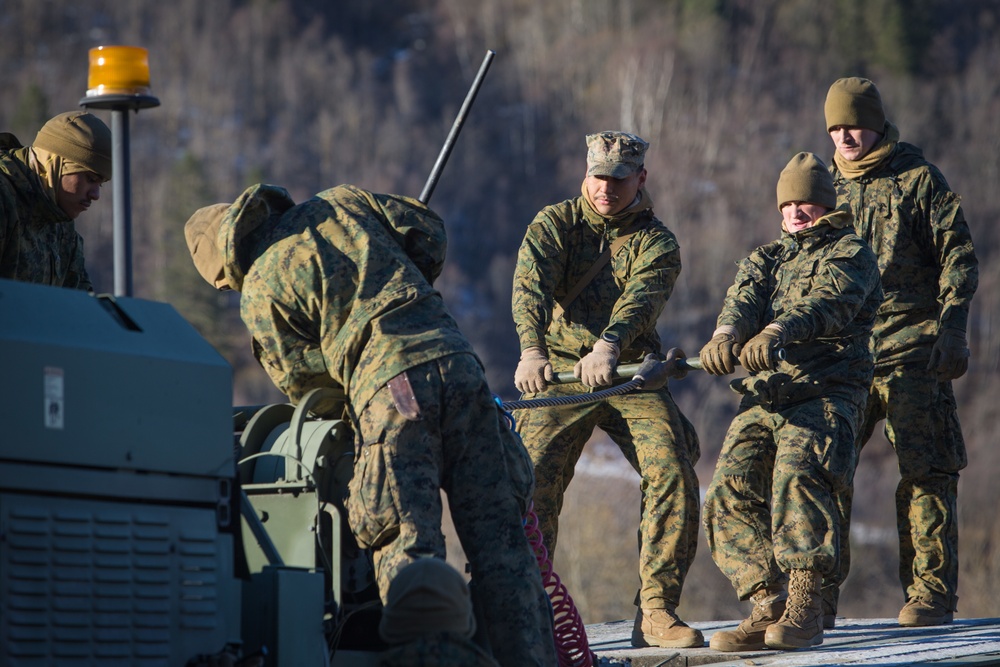 Combat Logistics Battalion 2 Marines Prepare Trucks for a Convoy