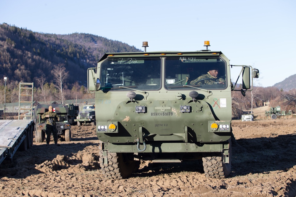 Combat Logistics Battalion 2 Marines Prepare Trucks for a Convoy