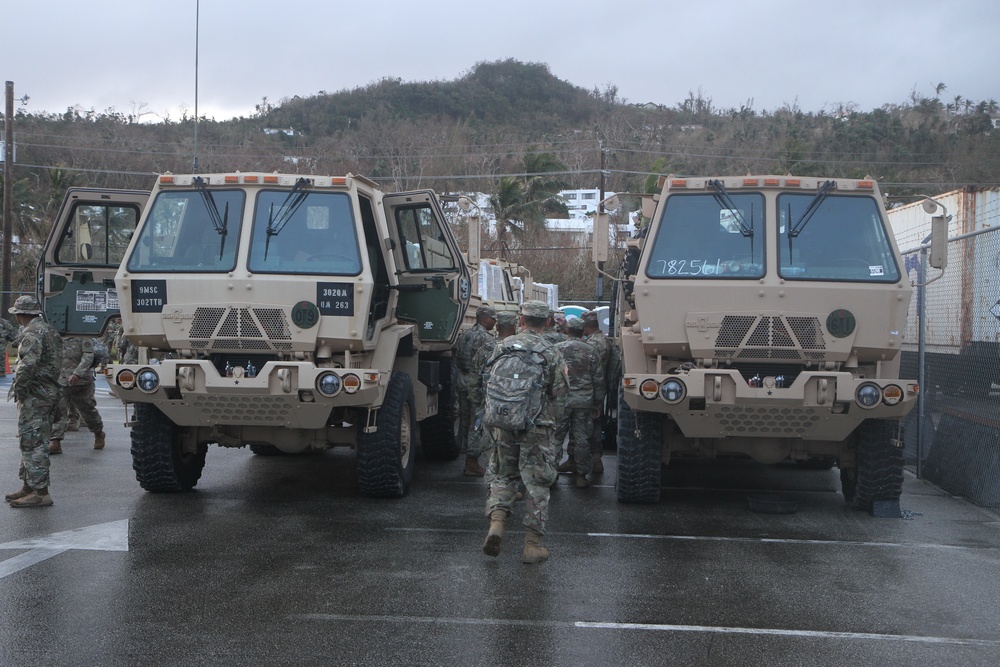 Army Reserve prepare convoy of FEMA Humanitarian disaster relief supplies
