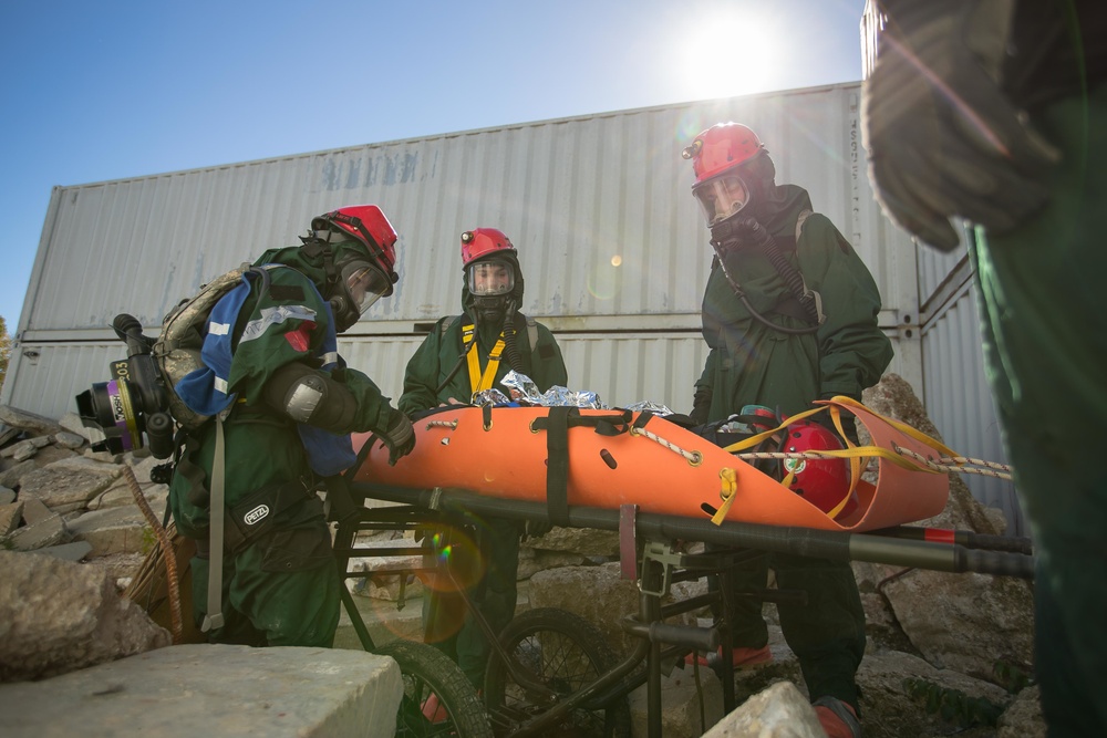 Search and Extraction team simulate rescue