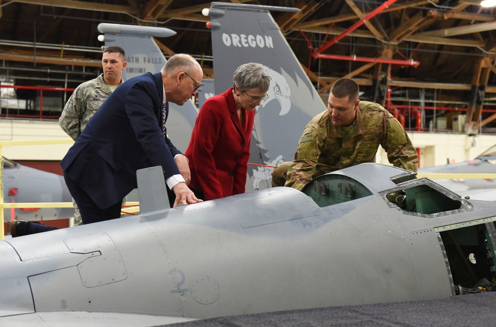 Secretary of the Air Force Heather Wilson visits the 173rd Fighter Wing