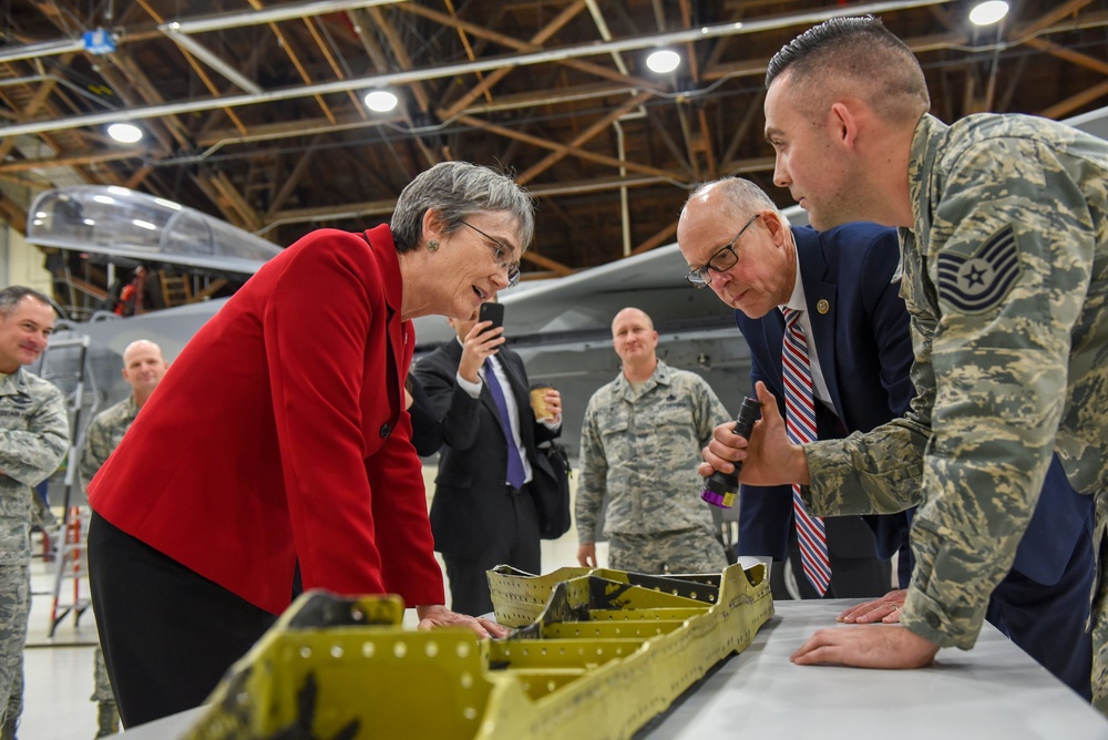 Secretary of the Air Force Heather Wilson visits the 173rd Fighter Wing