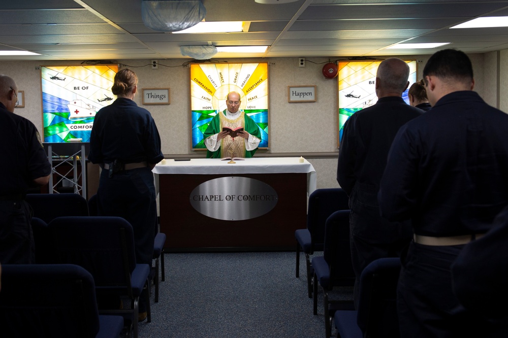 Local Priest Presides Over Mass Aboard USNS Comfort