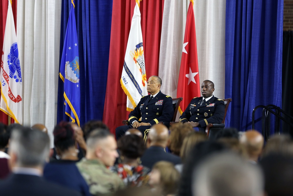 Maj. Gen. William J. Walker is host to Lt. Col. Earl G. Matthews' ceremony