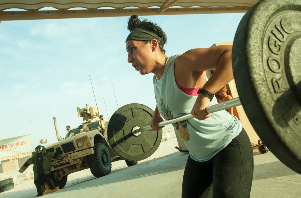 Service members test fitness during EOD 134 Memorial Workout