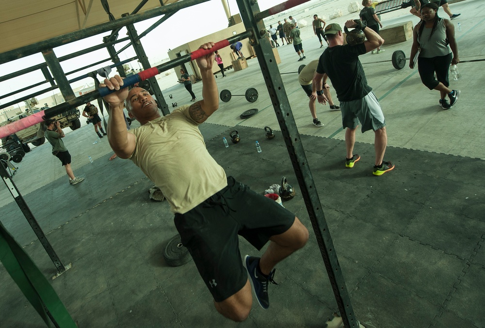 Service members test fitness during EOD 134 Memorial Workout