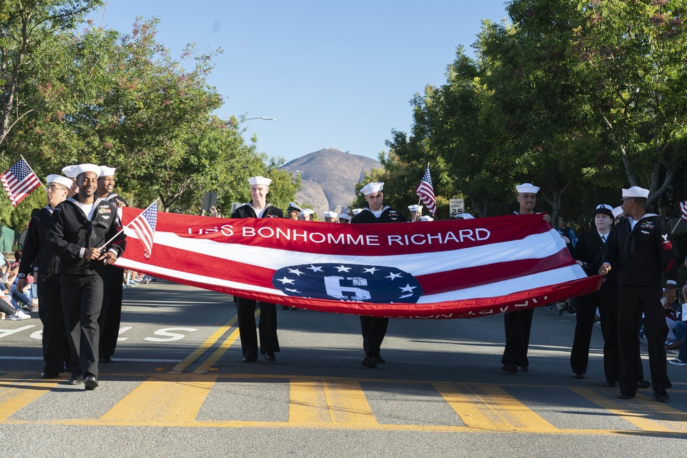 USS Bonhomme Richard (LHD 6) Marches In Veterans Day Parade