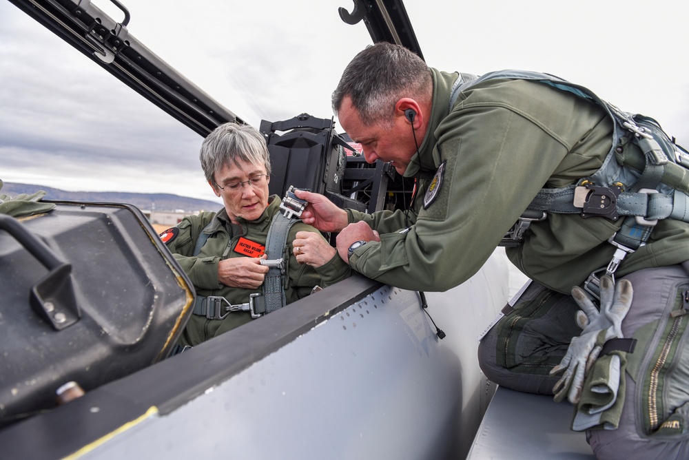 Secretary of the Air Force Heather Wilson visits the 173rd Fighter Wing