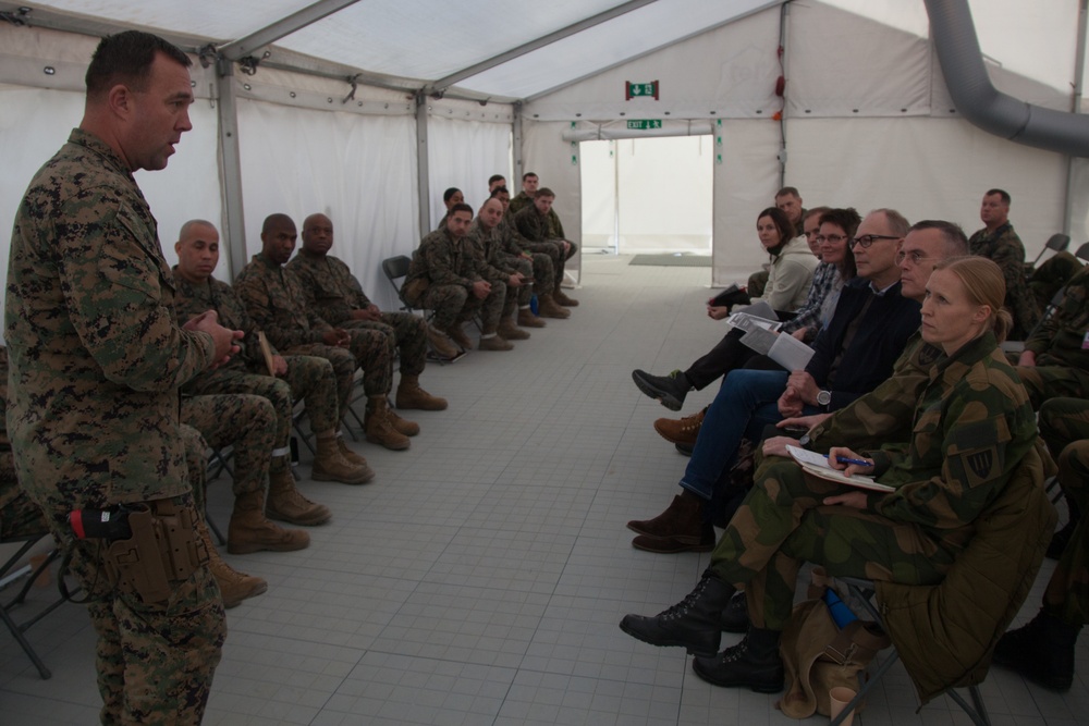 Leaders of the Norwegian military met with Marines of 2nd MLG-Fwd to discuss the role of the Marine Corps NCO