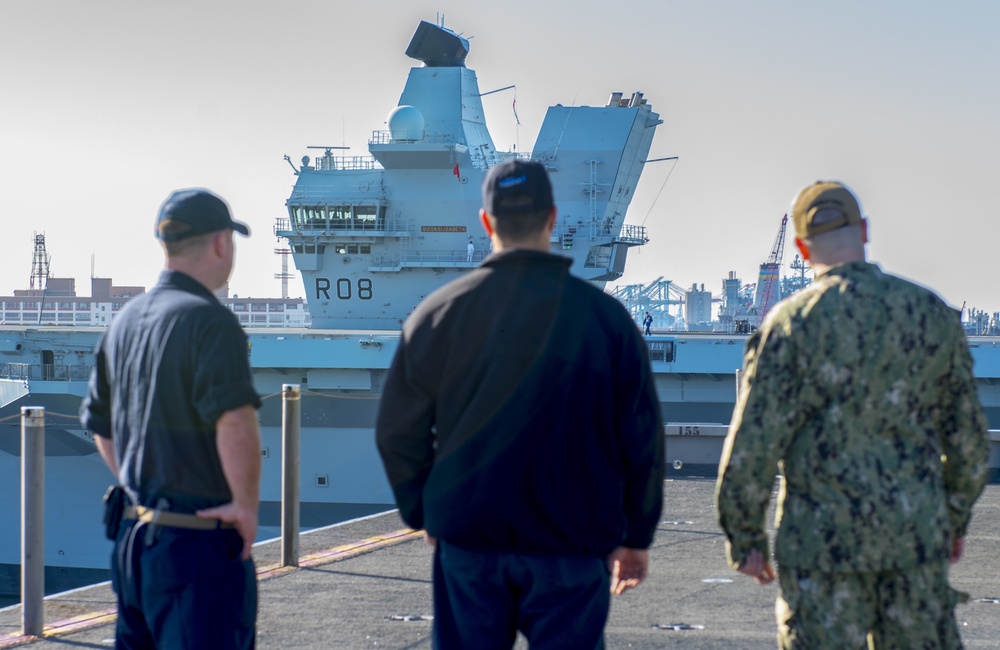 Sailors Observe HMS Queen Elizabeth