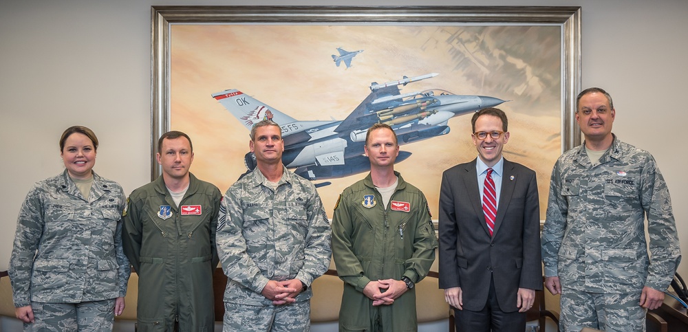 Tulsa Mayor G.T. Bynum visits Mission Training Center construction site at the 138th Fighter Wing