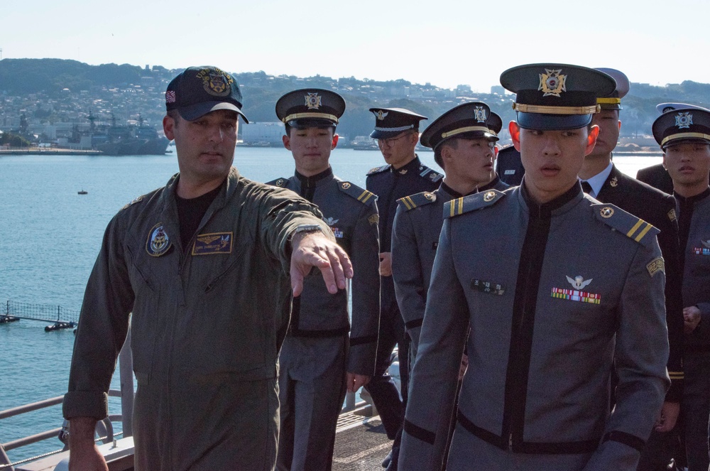 Republic of Korea midshipmen and cadets visit USS Wasp in Sasebo, Japan