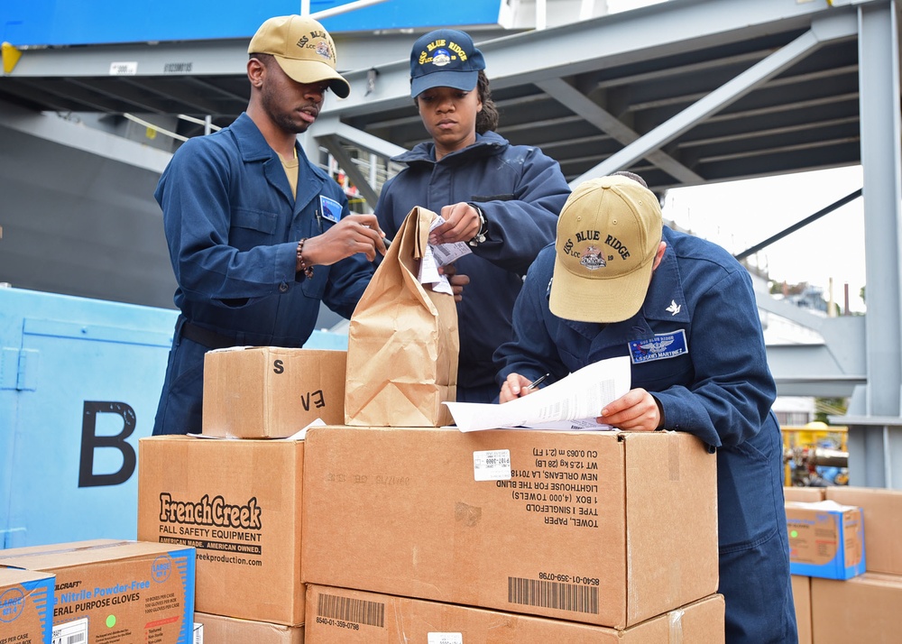 Blue Ridge supply department sorts through stores on the pier