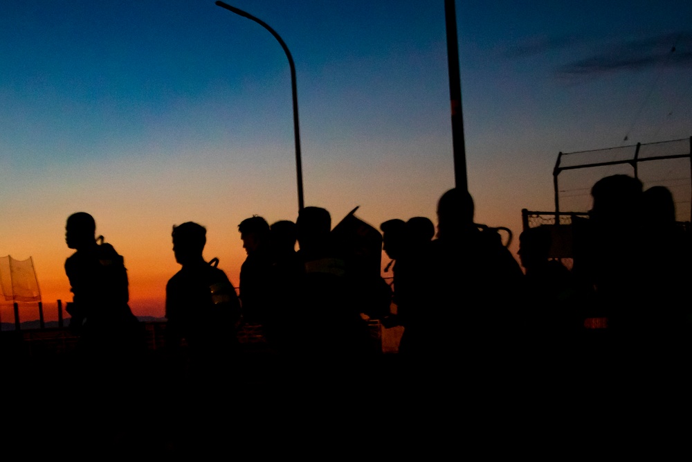 US Marines conduct squadron physical training