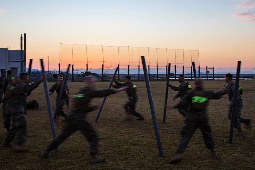 US Marines conduct squadron physical training