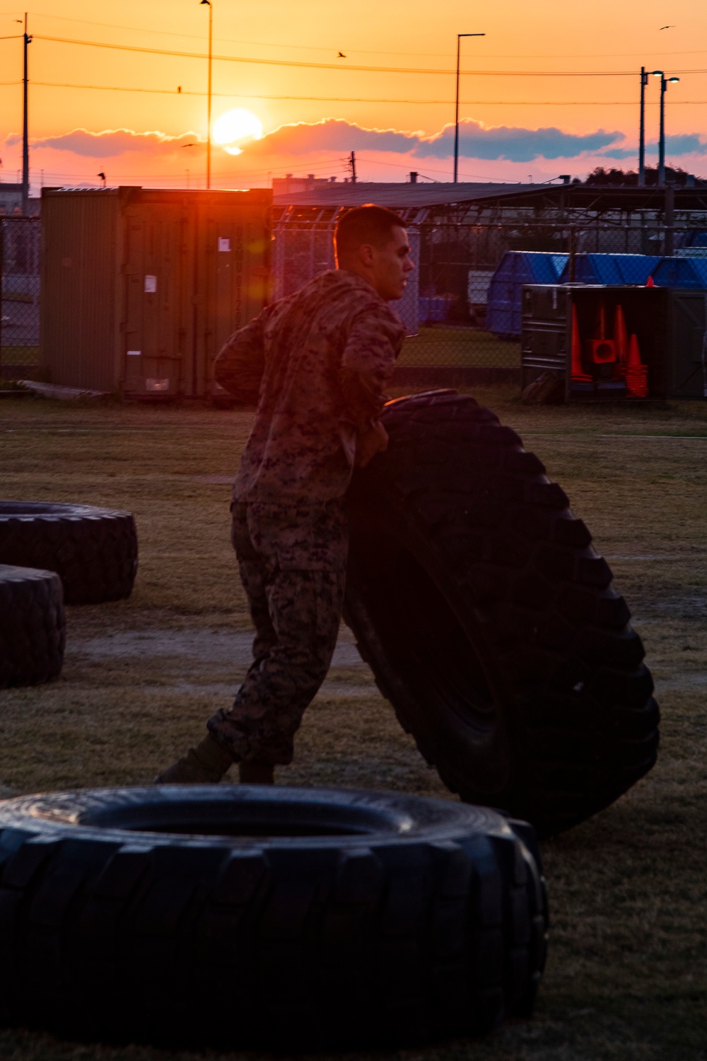 US Marines conduct squadron physical training