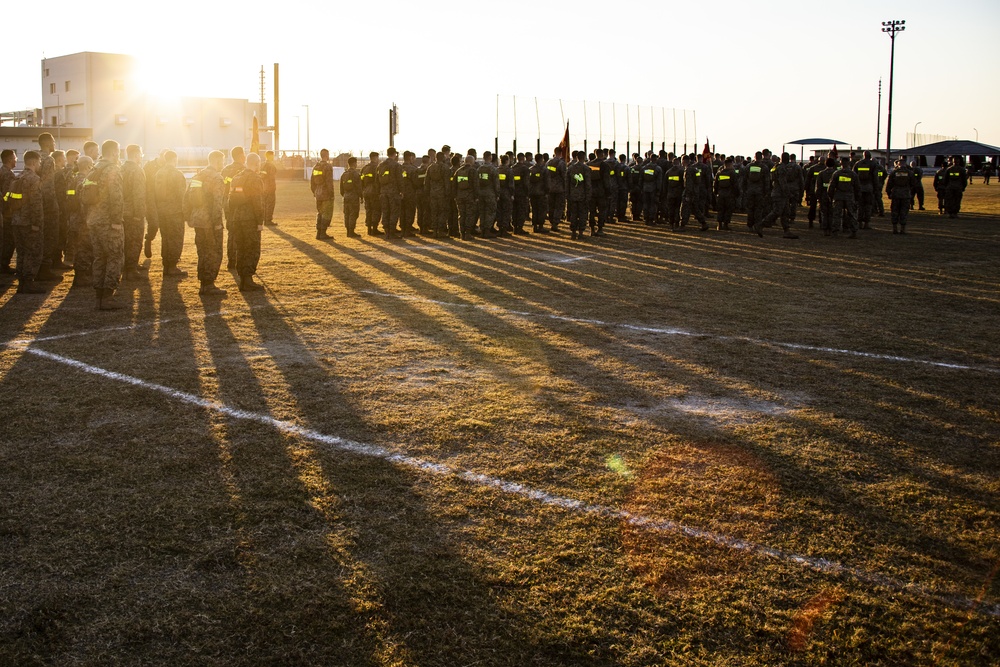 US Marines conduct squadron physical training