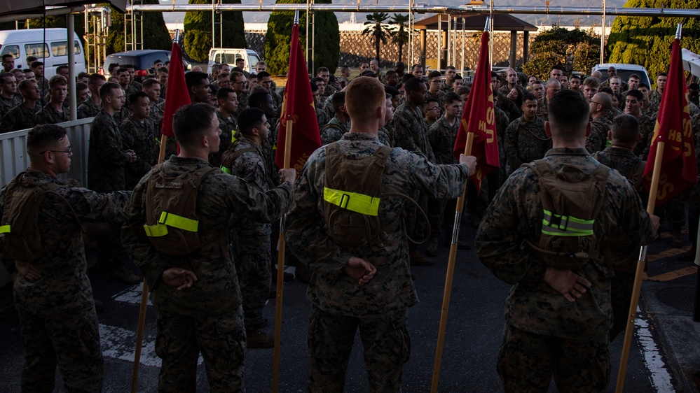 US Marines conduct squadron physical training