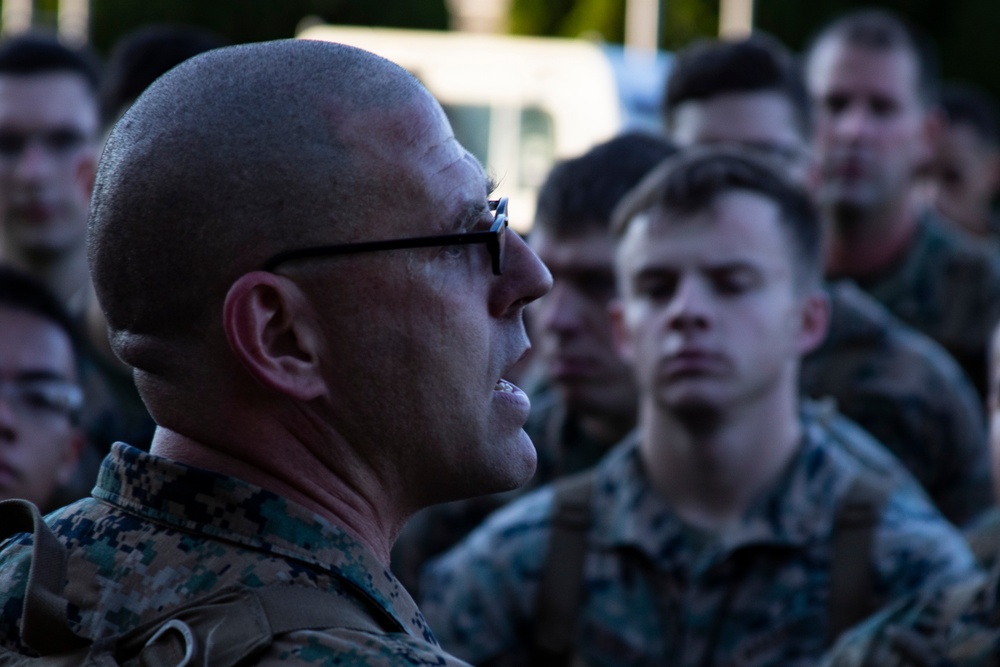 US Marines conduct squadron physical training