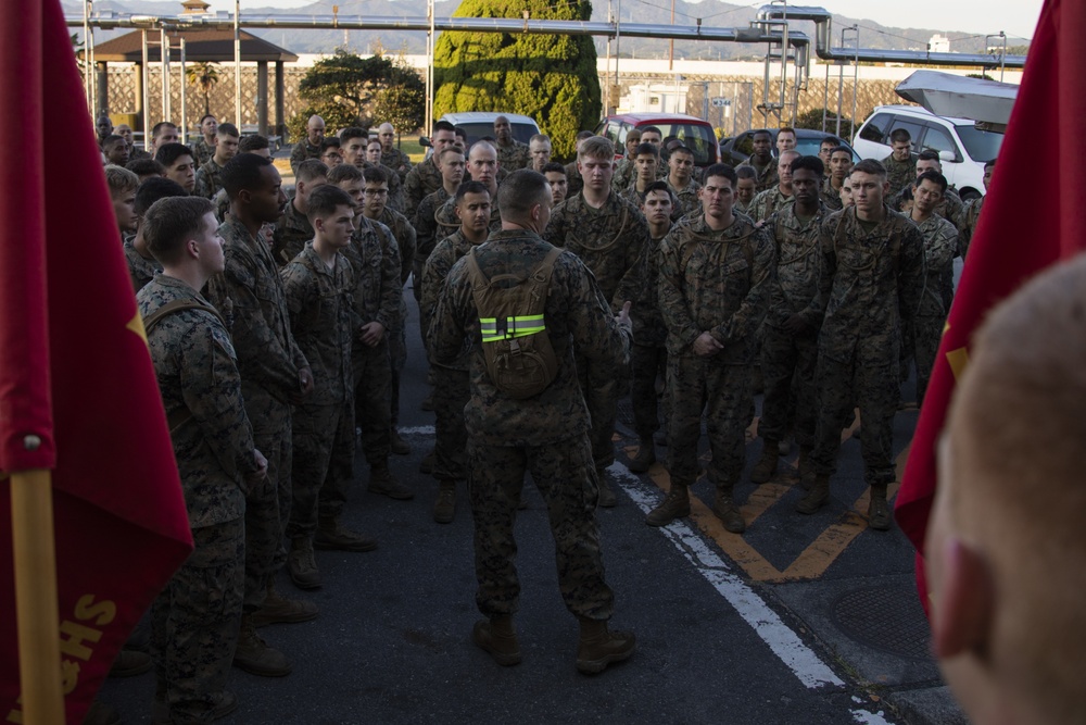 US Marines conduct squadron physical training