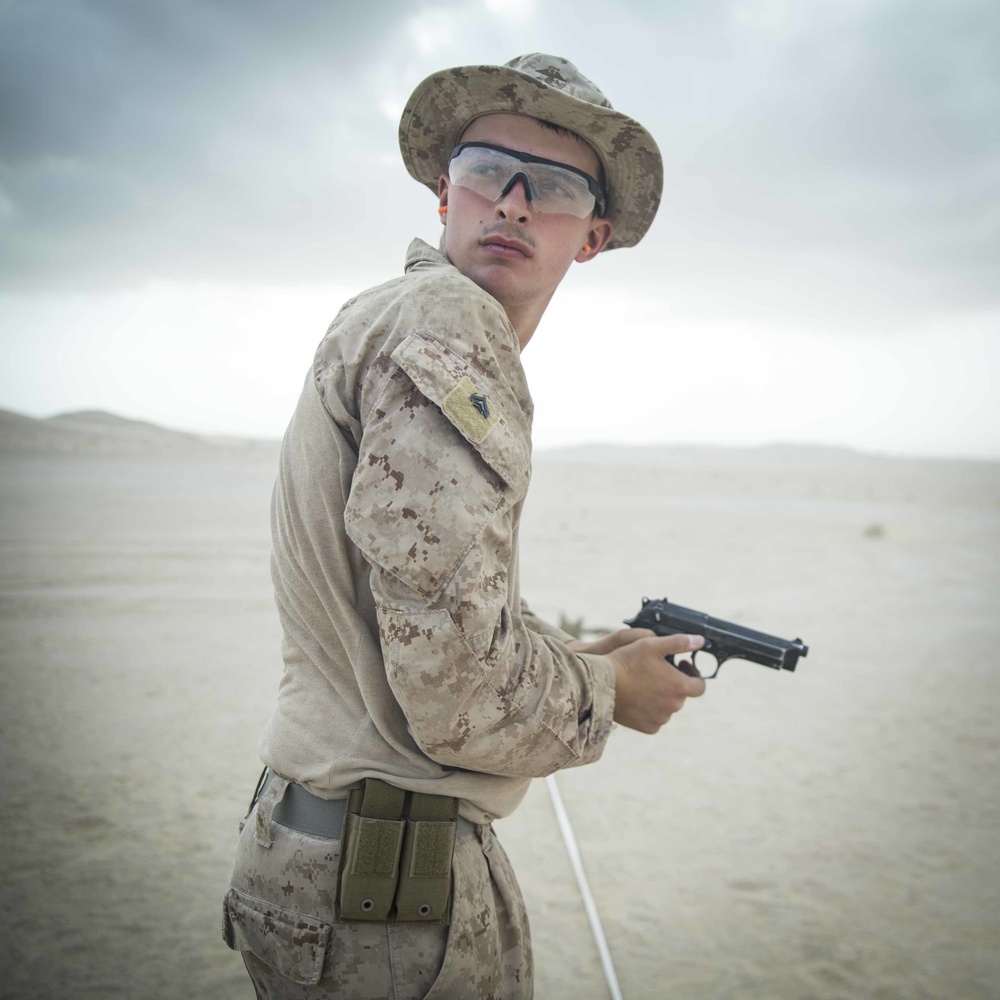 CLB-13 practices pistol shooting