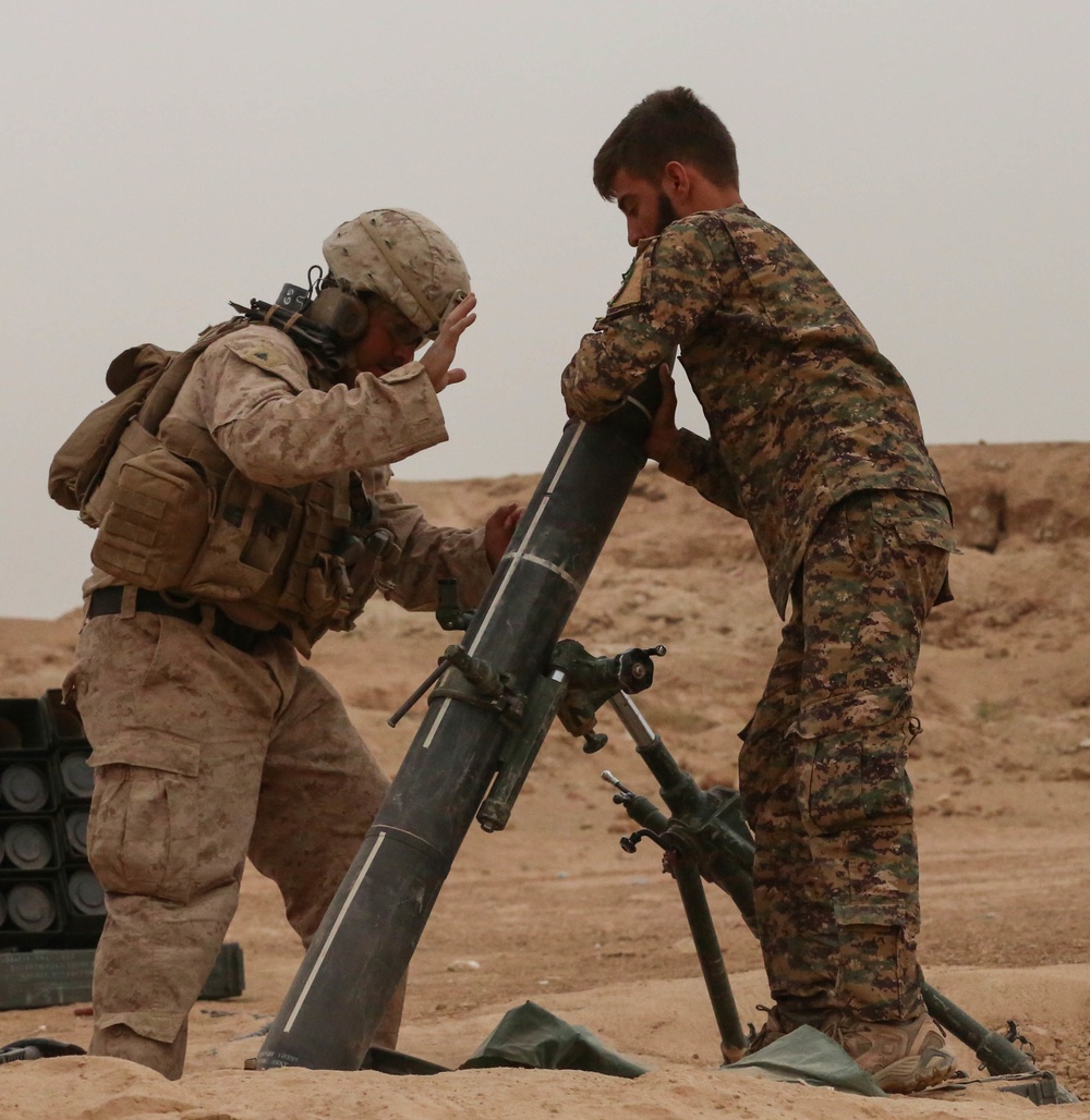 SDF and Coalition Mortar Fire