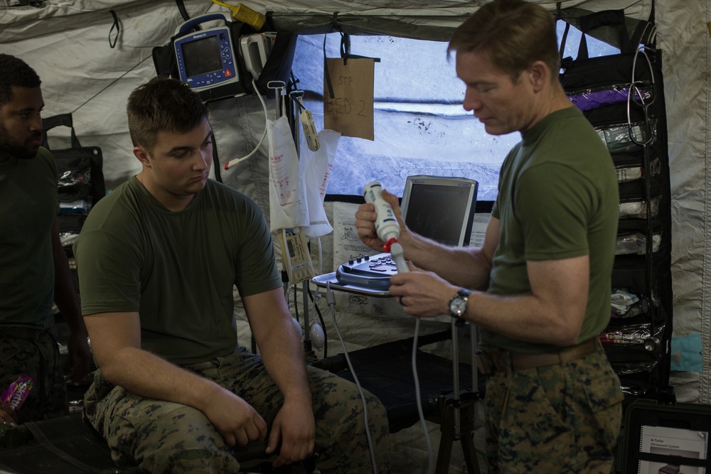 2nd Med Bn Doctors and Corpsmen Train to Locate Veins with Ultrasound