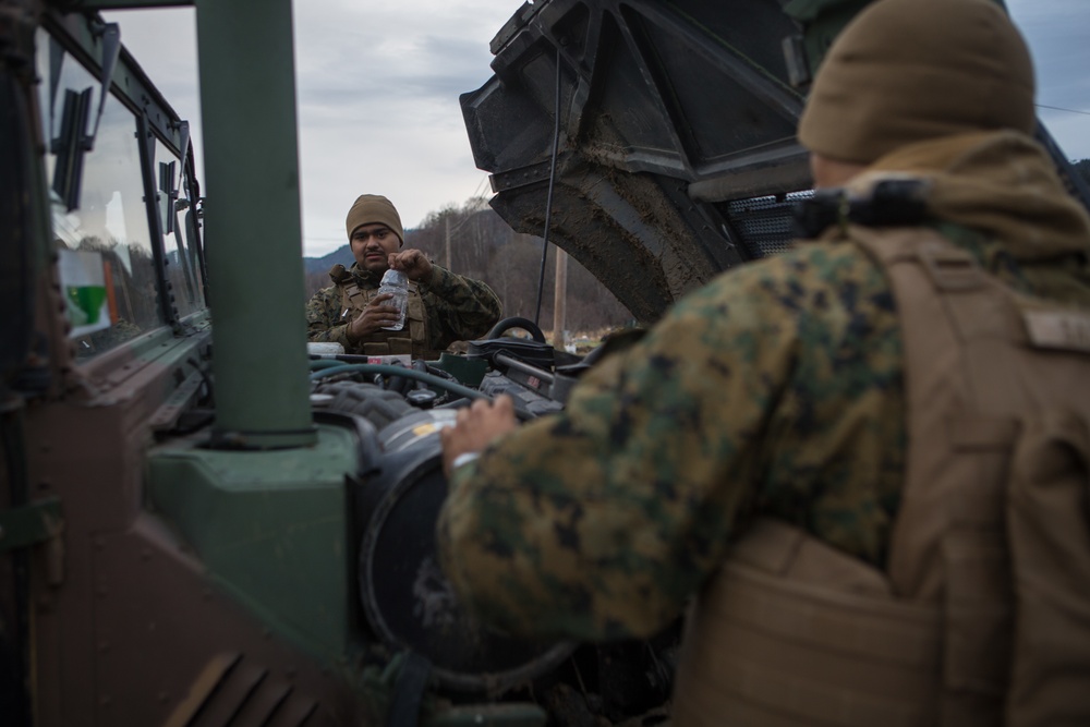 CLB-2 Marines Resupply Transport Fuel to a Combat Support Service Area