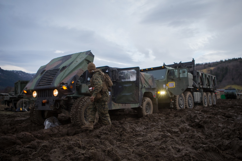 CLB-2 Marines Resupply Transport Fuel to a Combat Support Service Area