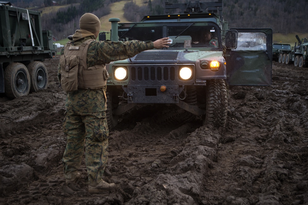 CLB-2 Marines Resupply Transport Fuel to a Combat Support Service Area