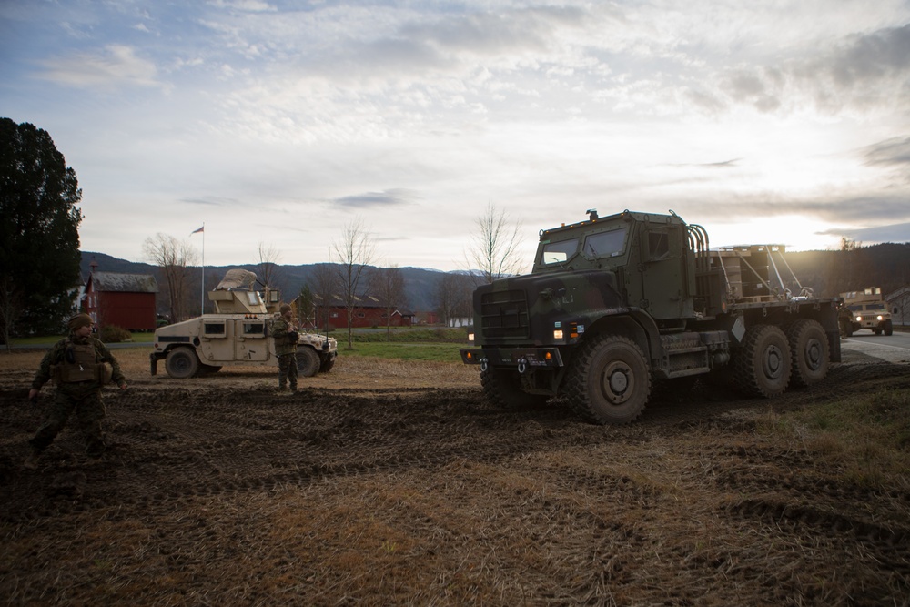 CLB-2 Marines Resupply Transport Fuel to a Combat Support Service Area