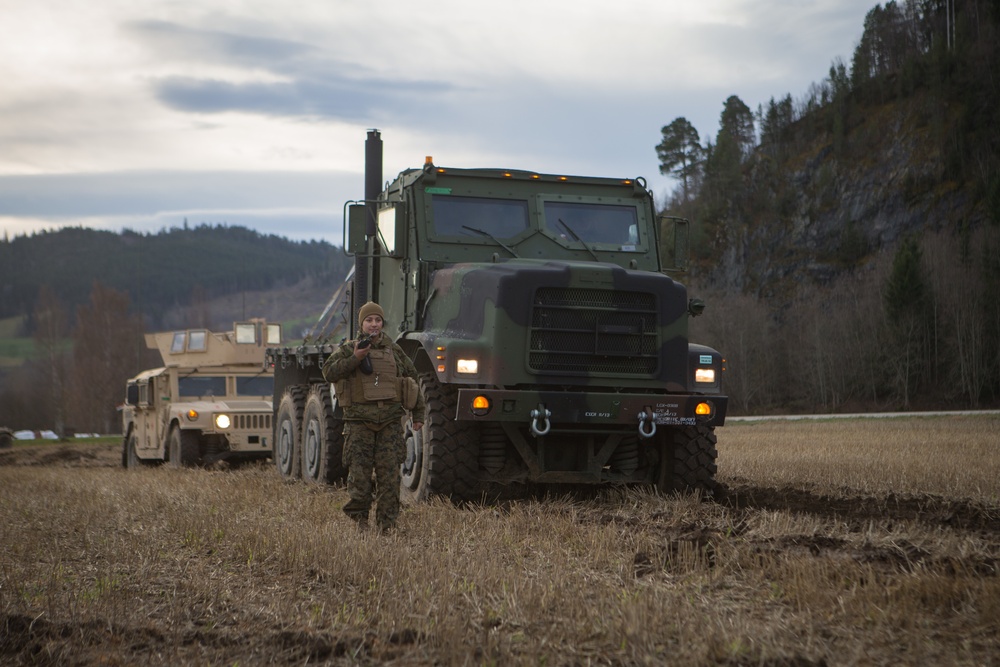 CLB-2 Marines Resupply Transport Fuel to a Combat Support Service Area