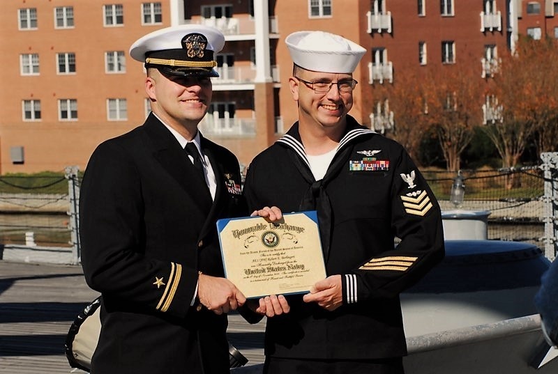 Naval Museum hosts a re-enlistment ceremony for VAW-123