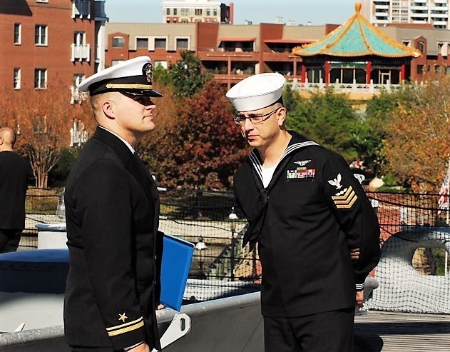 Naval Museum hosts a re-enlistment ceremony for VAW-123