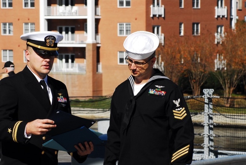 Naval Museum hosts a re-enlistment ceremony for VAW-123