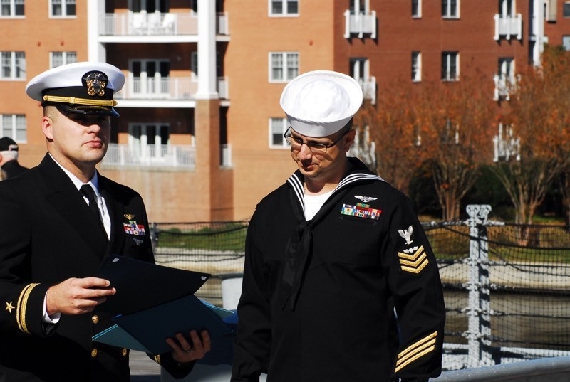 Naval Musuem hosts a re-enlistment ceremony for VAW-123