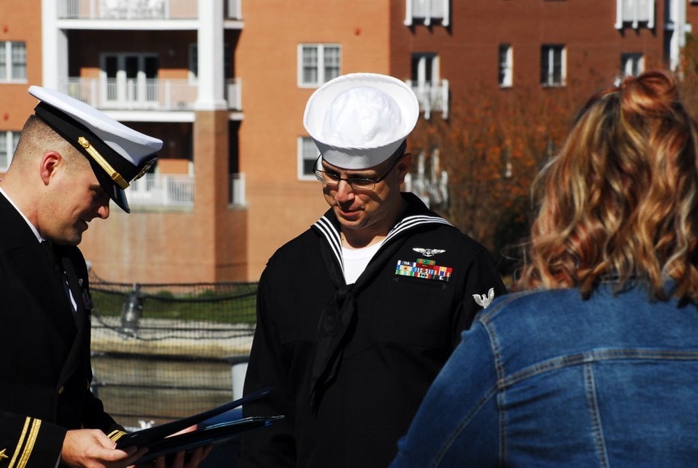 Naval Museum hosts a re-enlistment ceremony for VAW-123