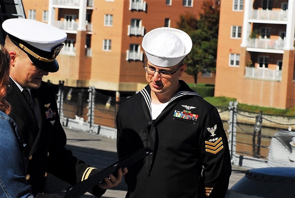 Naval Museum hosts a re-enlistment ceremony for VAW-123