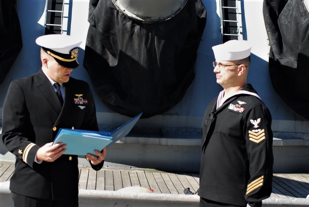 Naval Museum hosts a re-enlistment ceremony for VAW-123