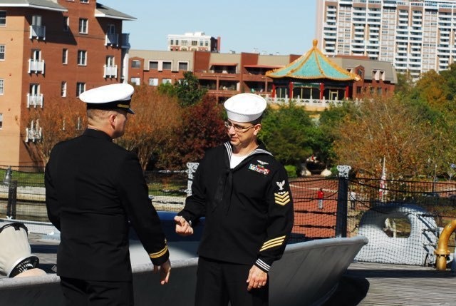 Naval Museum hosts a re-enlistment ceremony for VAW-123