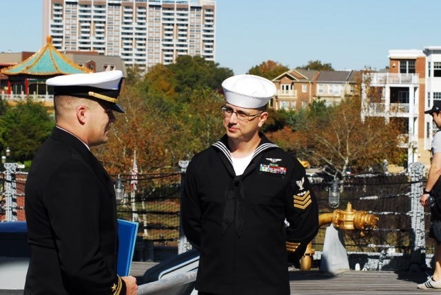 Naval Museum hosts a re-enlistment ceremony for VAW-123