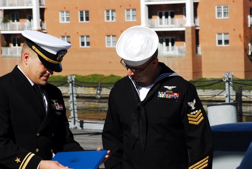 Naval Museum hosts a re-enlistment ceremony for VAW-123