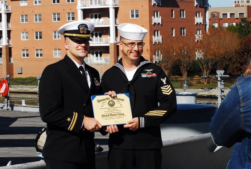 Naval Museum hosts a re-enlistment ceremony for VAW-123