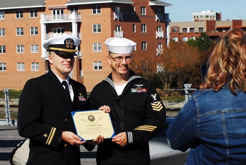 Naval Museum hosts a re-enlistment ceremony for VAW-123