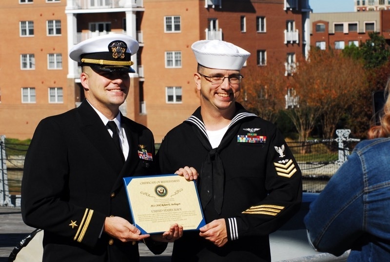 Naval Museum hosts a re-enlistment ceremony for VAW-123